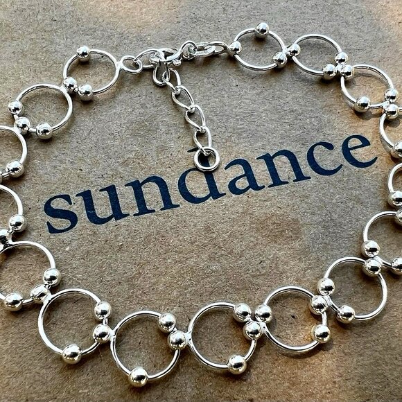 Sundance $158 NEW 7-8" Adjust. CIRCLE Sterling Silver 925 Link Bracelet Ladies - Picture 1 of 11
